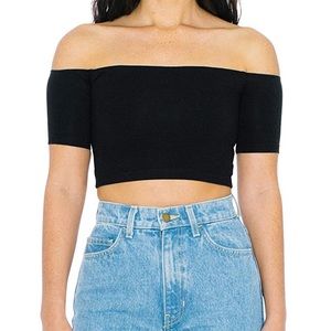 Black Off-the-Shoulder Cropped Top